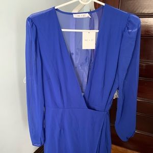 Long sleeve sheer wrap dress new w/ tags